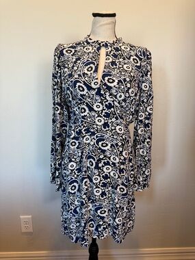 Ann Taylor LOFT Women’s Paisley Keyhole Shift Long Sleeve Dress Size 8